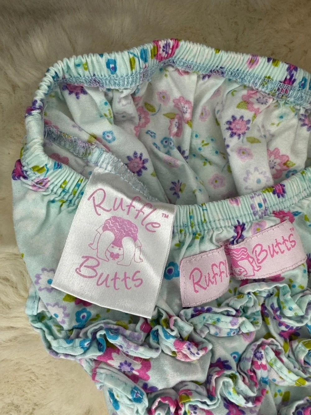 Ruffle Butts Floral Ruffle Diaper Cover in Pink, Blue and Green